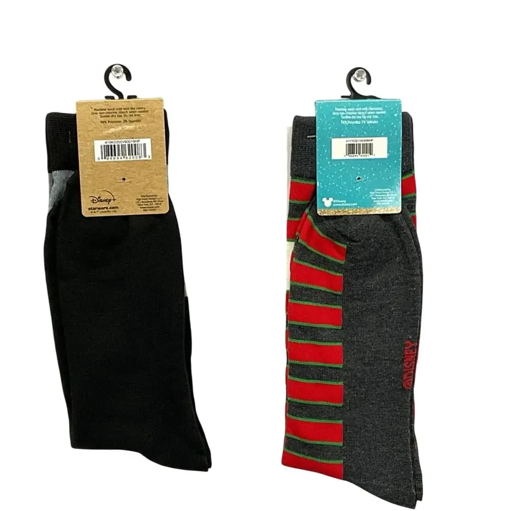 Disney Star Wars Christmas Crew Socks Mens Size 6.5 -12 Mandalorian Mickey Mouse